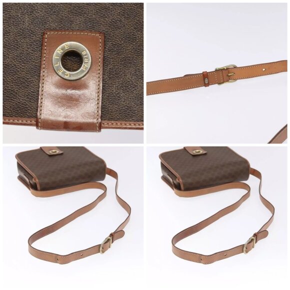 CELINE Macadam Canvas Shoulder Bag PVC Leather Brown Gold Auth KD054 - Picture 16 of 16